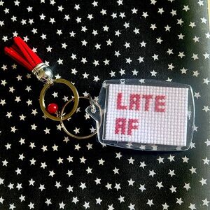 Late AF Hand stitched keychain.